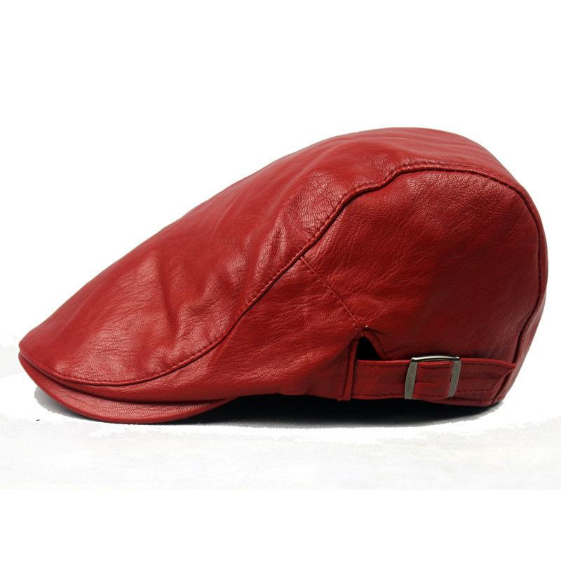 PU Leather Cap Ivy Newsboy Cabbie Gatsby Golf Driving Hat - Image 2