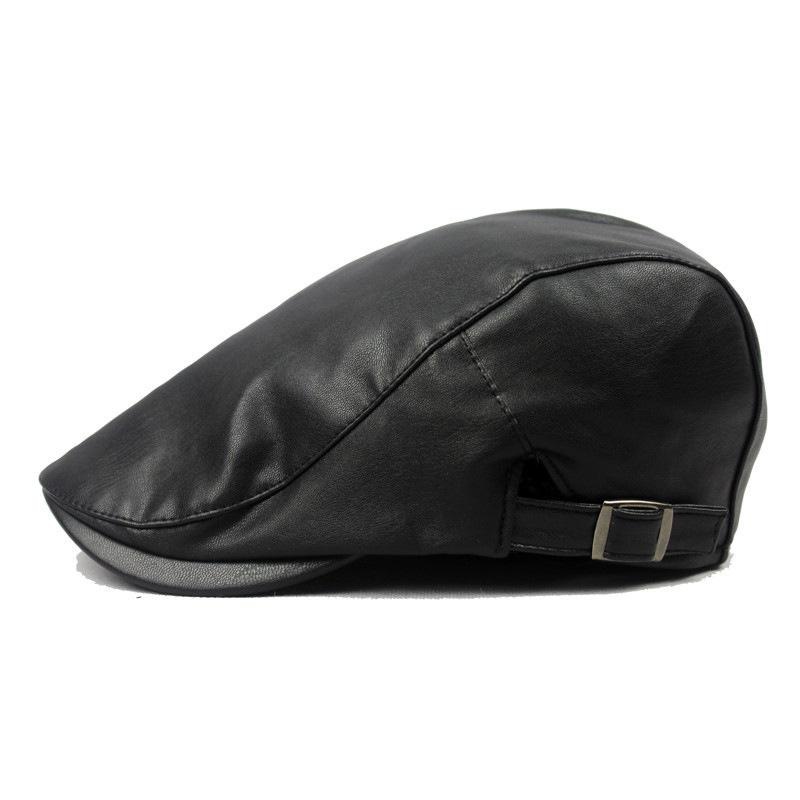 PU Leather Cap Ivy Newsboy Cabbie Gatsby Golf Driving Hat - Image 3