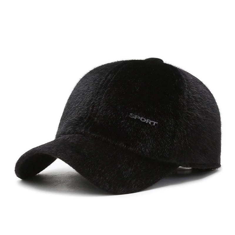 Faux Mink Hat Baseball Cap Faux Fur Outdoor Warm Earmuffs Men's Winter leather Hat - Image 3