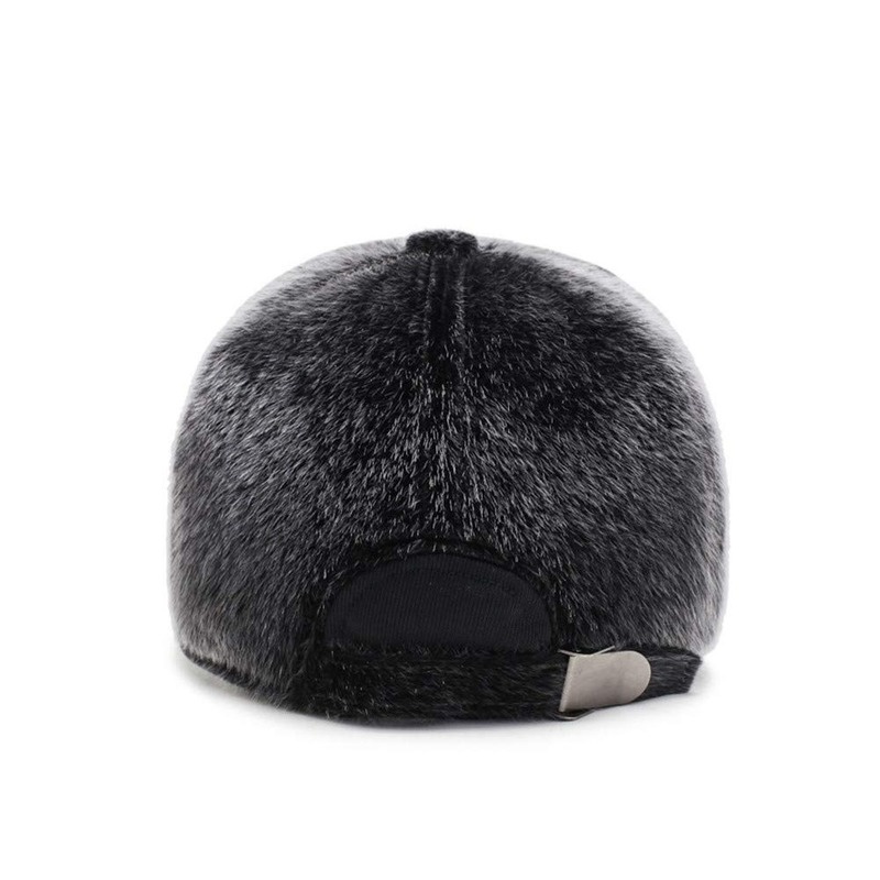 Faux Mink Hat Baseball Cap Faux Fur Outdoor Warm Earmuffs Men's Winter leather Hat - Image 6