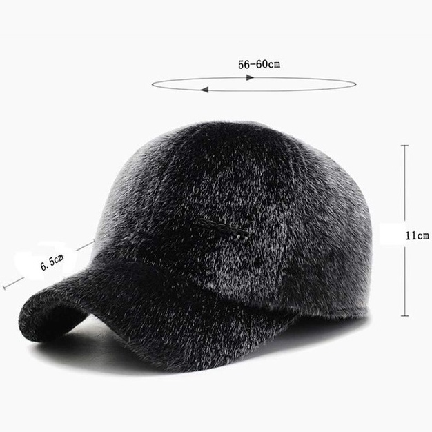 Faux Mink Hat Baseball Cap Faux Fur Outdoor Warm Earmuffs Men's Winter leather Hat - Image 7