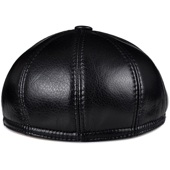 Cowhide Genuine Leather Men Berets Cap Hat Fashion Men's Real Leather Baseball Caps Winter Warm Hats - Image 2