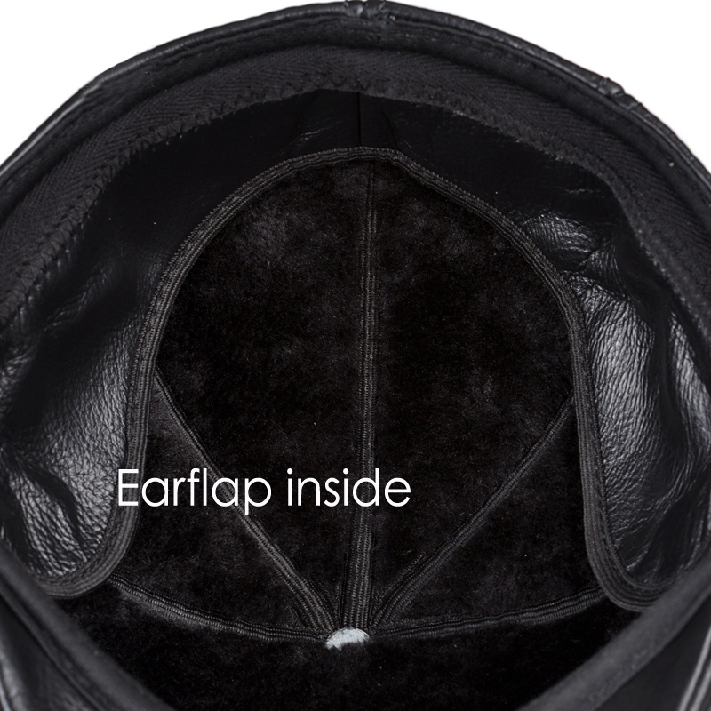 Cowhide Genuine Leather Men Berets Cap Hat Fashion Men's Real Leather Baseball Caps Winter Warm Hats - Image 12