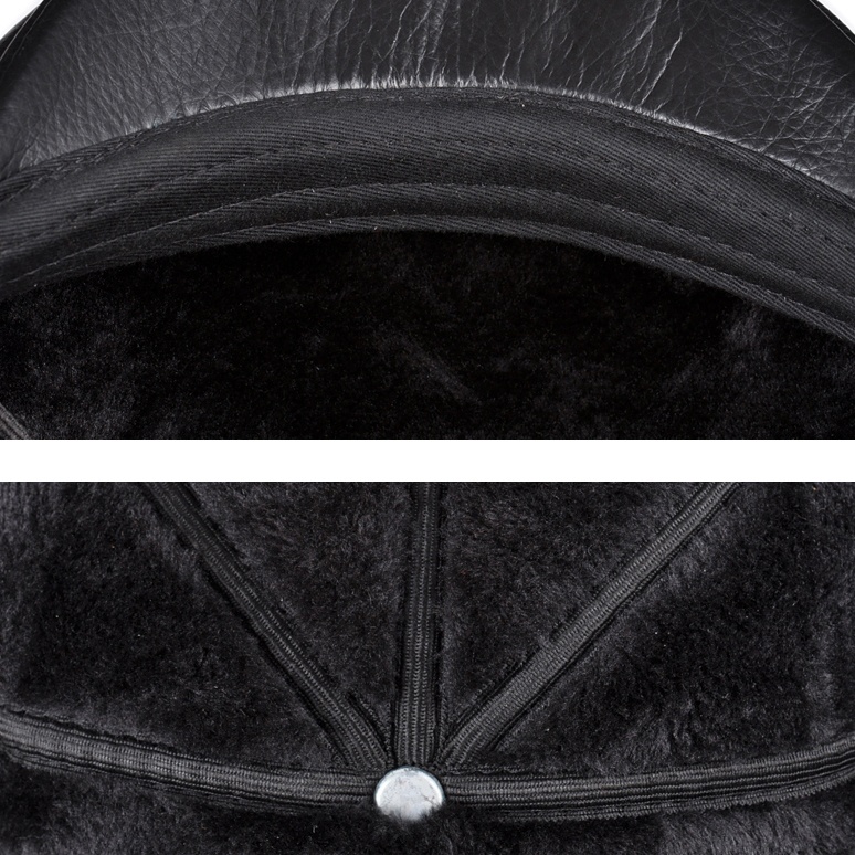 Cowhide Genuine Leather Men Berets Cap Hat Fashion Men's Real Leather Baseball Caps Winter Warm Hats - Image 14