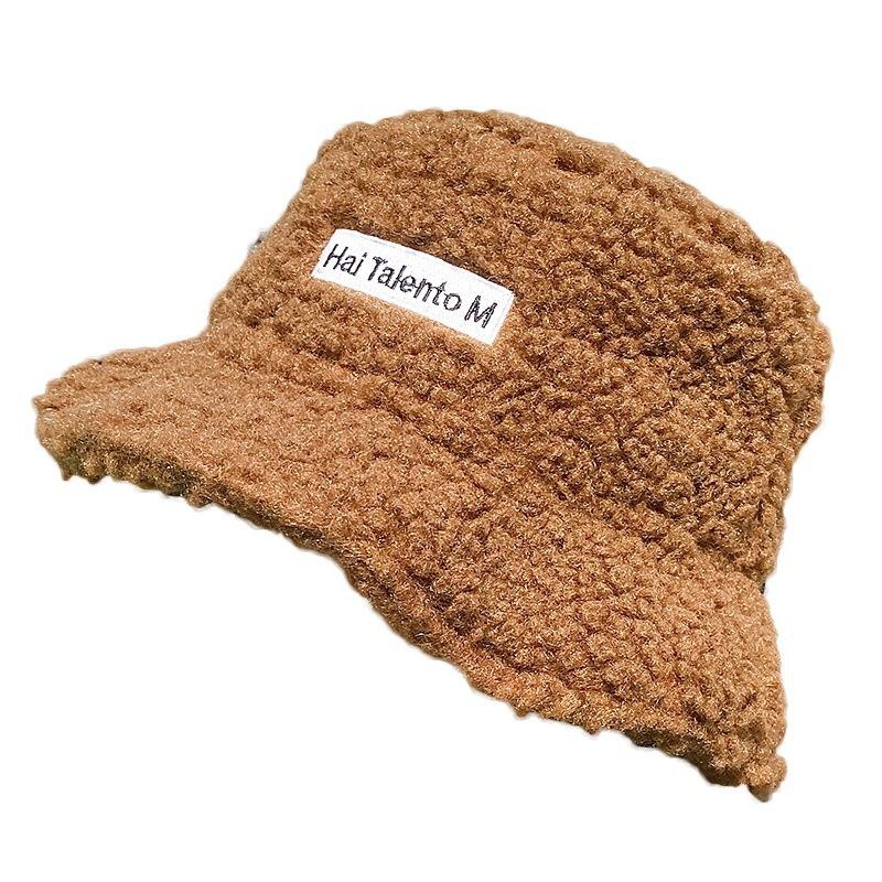 Solid Color Warm Plush Thicken Hiking Caps Lamb Wool Hat Basin Hat Unisex Fisherman Hat (56-58cm) - Image 7