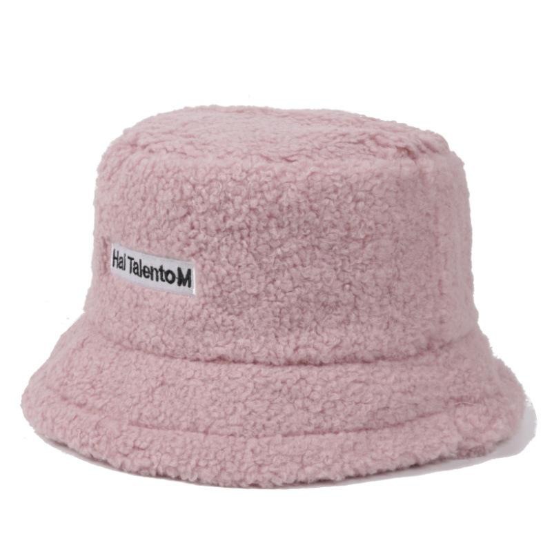 Solid Color Warm Plush Thicken Hiking Caps Lamb Wool Hat Basin Hat Unisex Fisherman Hat (56-58cm) - Image 8