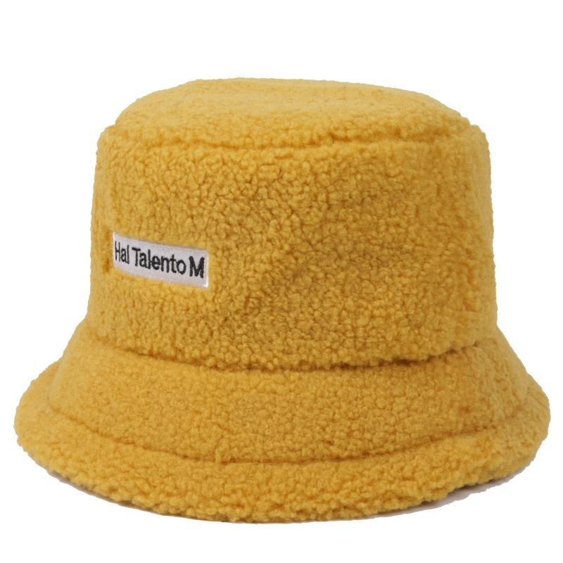 Solid Color Warm Plush Thicken Hiking Caps Lamb Wool Hat Basin Hat Unisex Fisherman Hat (56-58cm) - Image 10