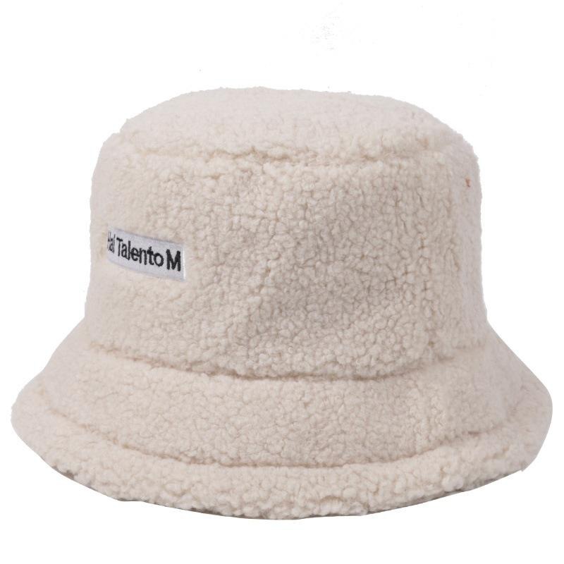 Solid Color Warm Plush Thicken Hiking Caps Lamb Wool Hat Basin Hat Unisex Fisherman Hat (56-58cm) - Image 12