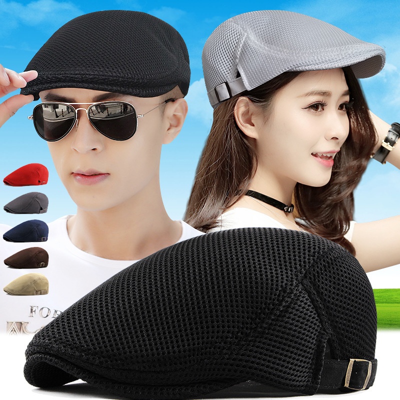 Adjustable Breathable Mesh Hat Newsboy Beret Ivy Cap Cabbie Flat Cap