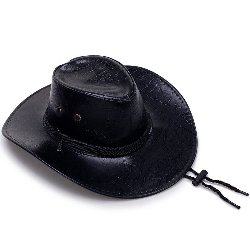 Western Cowboy Hat Outdoor Wide Brim Hat Cuero Unisex Sombrero De Cowboy Del Oeste Caballero Sombrero Cosplay - Image 2