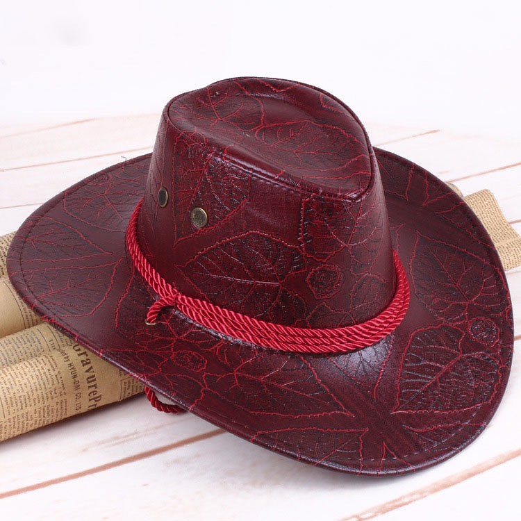 Western Cowboy Hat Outdoor Wide Brim Hat Cuero Unisex Sombrero De Cowboy Del Oeste Caballero Sombrero Cosplay - Image 4