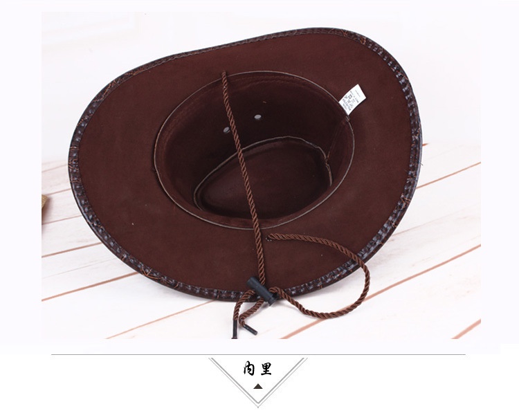 Western Cowboy Hat Outdoor Wide Brim Hat Cuero Unisex Sombrero De Cowboy Del Oeste Caballero Sombrero Cosplay - Image 9