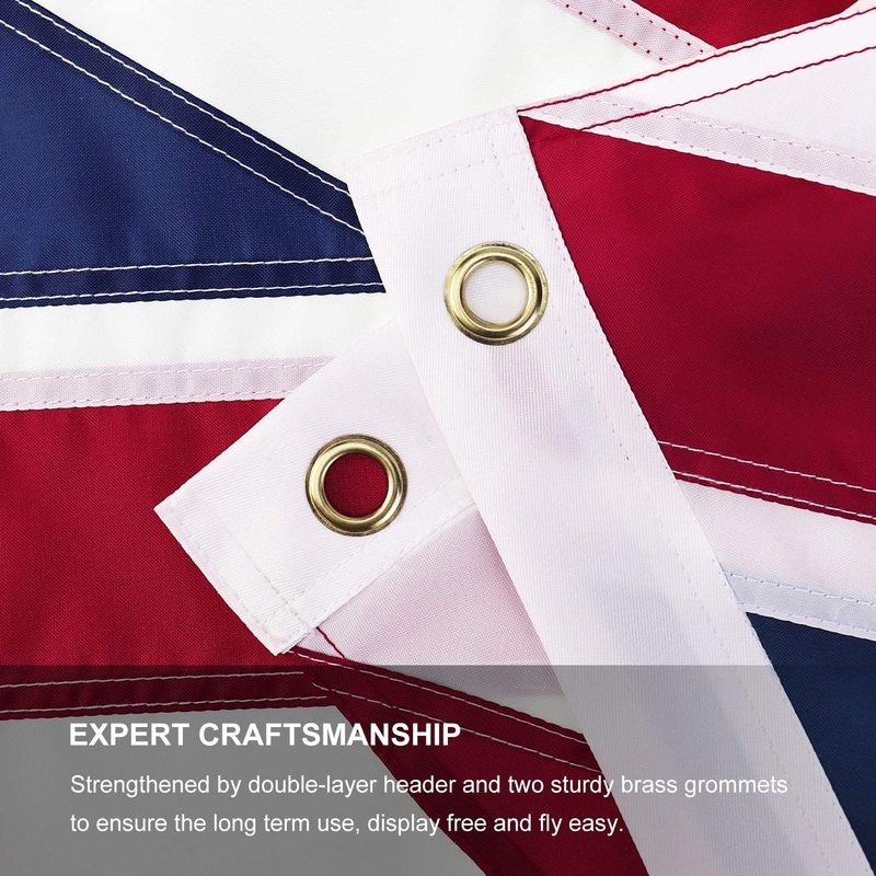 2pack United Kingdom Flag 3x5 FT,UK Flags Durable Union Jack Flag , Canvas Header & Brass Grommets, Vivid Color Print, Triple Stitching, High-Grade Outdoor Nylon Flags for All-Weather - Image 5
