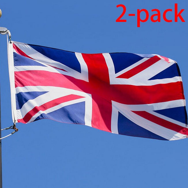 2pack United Kingdom Flag 3x5 FT,UK Flags Durable Union Jack Flag , Canvas Header & Brass Grommets, Vivid Color Print, Triple Stitching, High-Grade Outdoor Nylon Flags for All-Weather - Image 3
