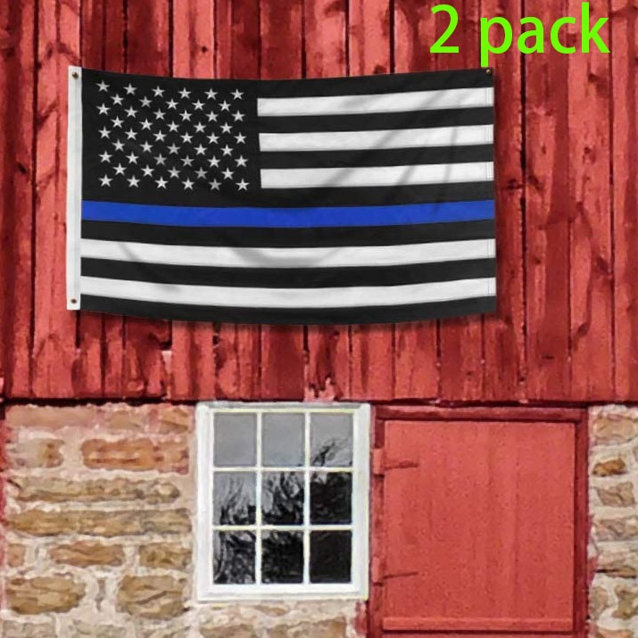 2 Pack Thin Blue Line Flag 3x5 Ft: Durable  Police Flag with Stars and Brass Grommets - Proud To Be A Law Enforcement Officer - Image 3