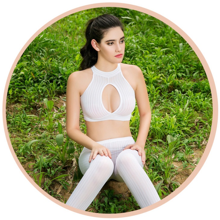 Women's Transparent Vertical Stripe Thin Tight Elastic Leggings Tights Hot Spodnie Two Picese Suit - Image 11