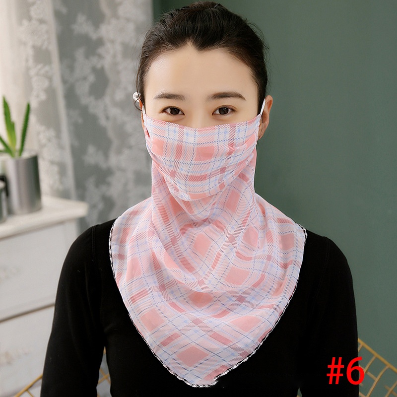 Women UV Neck Gaiter Seamless Adjustable Dust Face Scarf Bandana Silk Chiffon Floral - Image 5