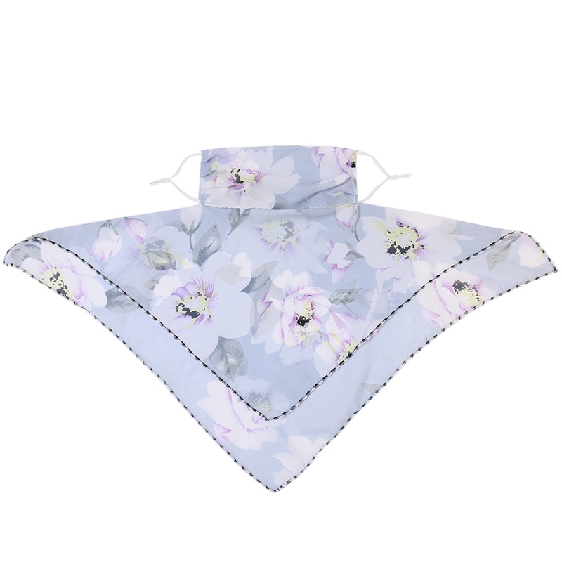 Women UV Neck Gaiter Seamless Adjustable Dust Face Scarf Bandana Silk Chiffon Floral - Image 8