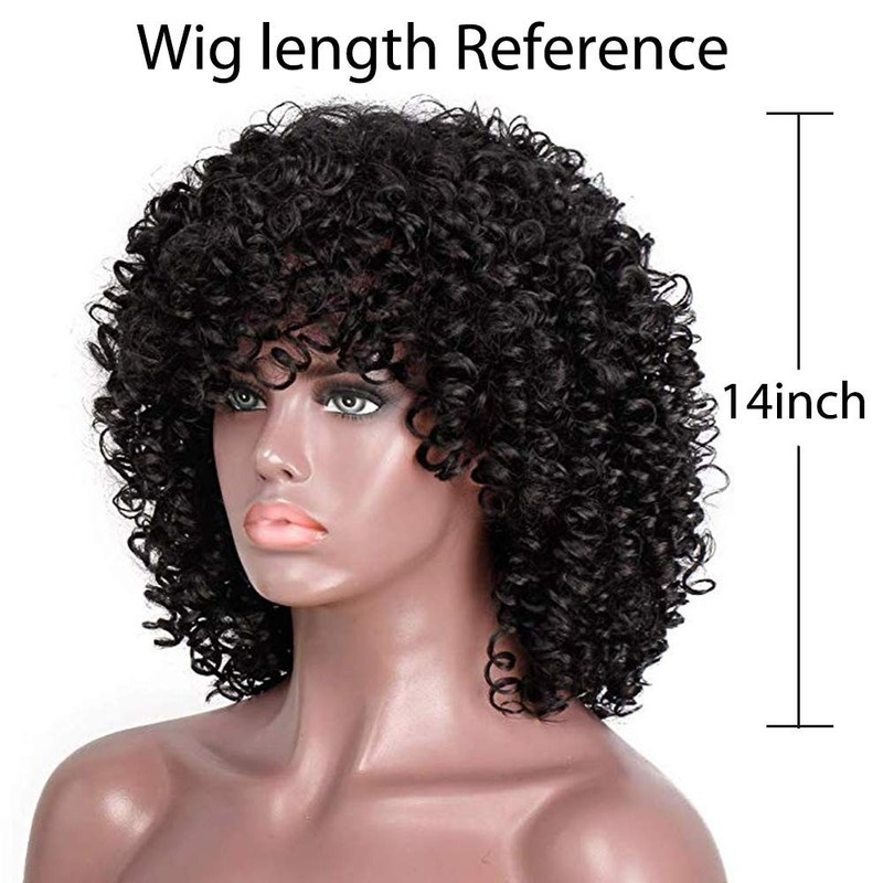 Short Afro Kinkys Curly Hair Wig Afro Wig Short Brown Synthetic Afro Curly Hair Wigs for Women Side Part Wig - Image 14