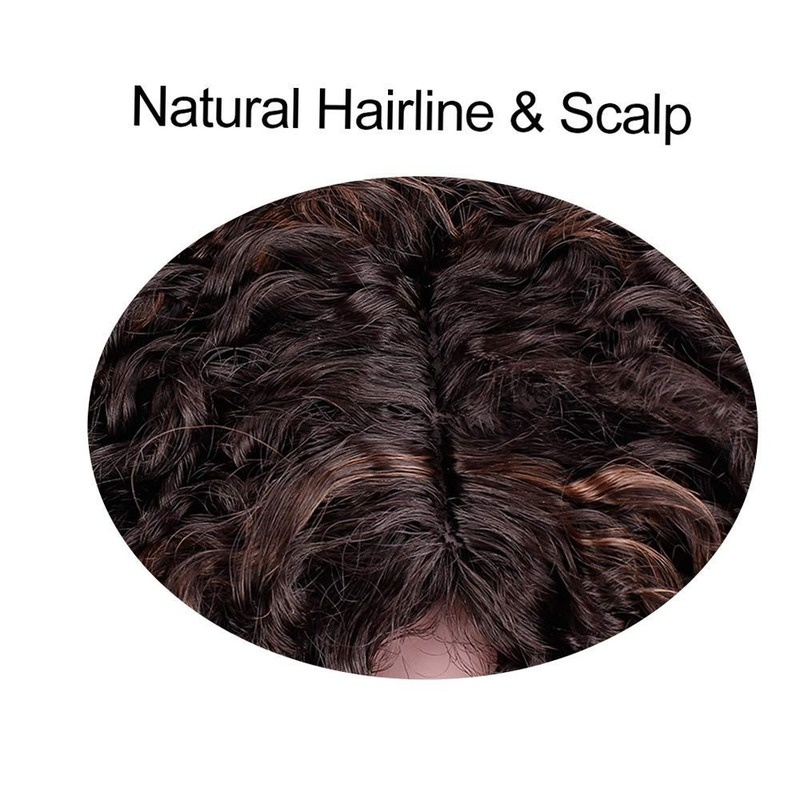 Short Afro Kinkys Curly Hair Wig Afro Wig Short Brown Synthetic Afro Curly Hair Wigs for Women Side Part Wig - Image 7