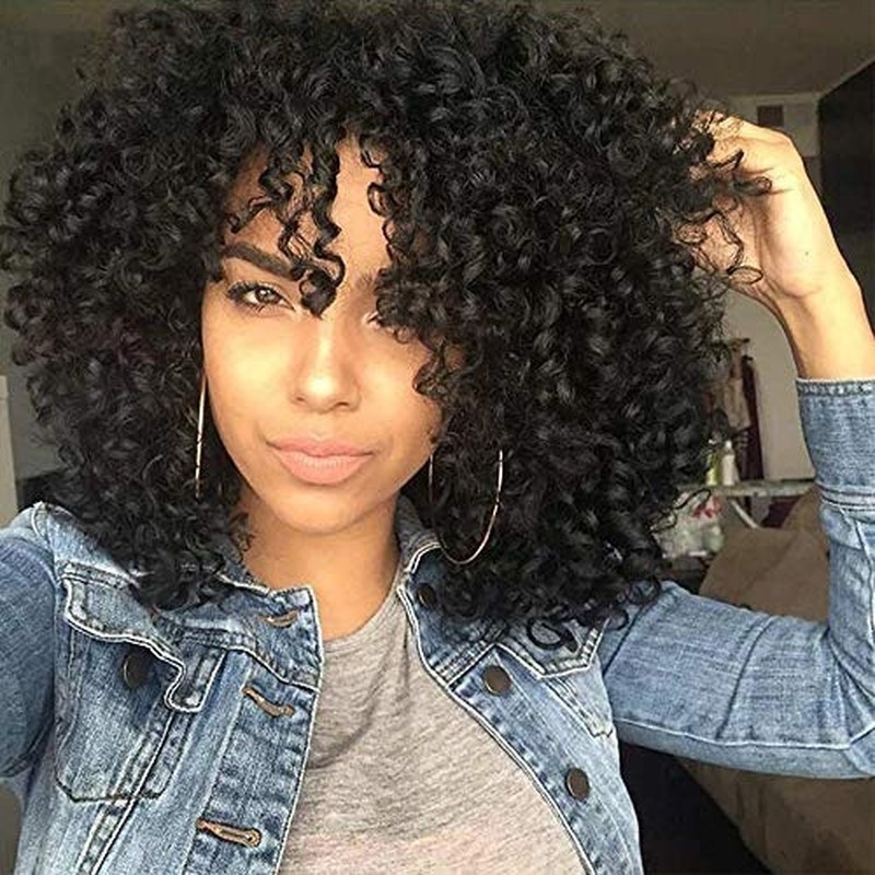 Short Afro Kinkys Curly Hair Wig Afro Wig Short Brown Synthetic Afro Curly Hair Wigs for Women Side Part Wig - Image 9