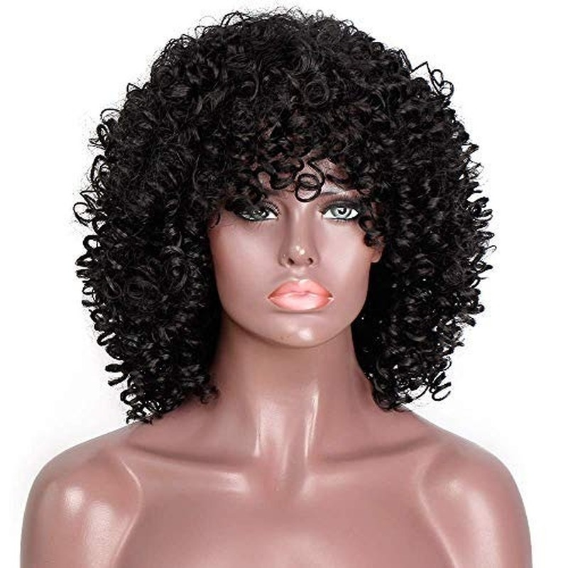 Short Afro Kinkys Curly Hair Wig Afro Wig Short Brown Synthetic Afro Curly Hair Wigs for Women Side Part Wig - Image 10