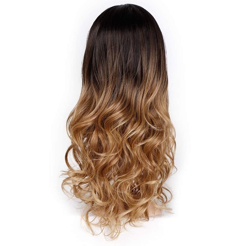 Brown Ombre Wigs Long Curly Side Part Wig 2 Tone  Wavy Wigs for Women Synthetic Heat Resistant Party Wigs Natural Looking - Image 2