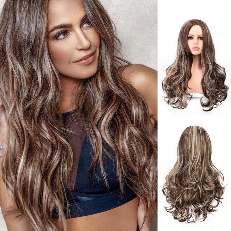 Brown Ombre Wigs Long Curly Side Part Wig 2 Tone  Wavy Wigs for Women Synthetic Heat Resistant Party Wigs Natural Looking - Image 8