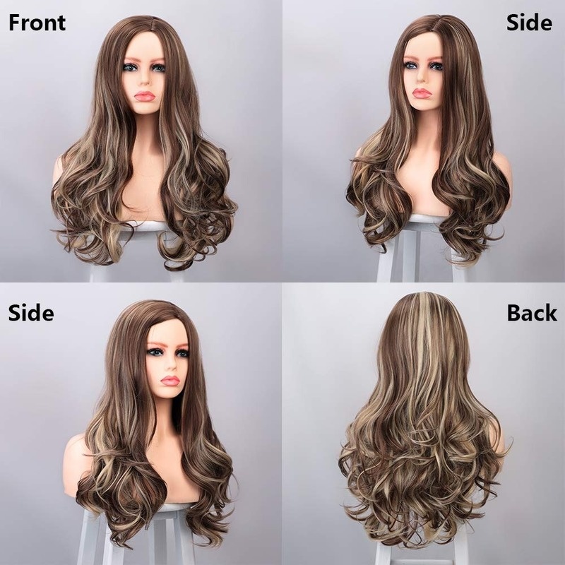 Brown Ombre Wigs Long Curly Side Part Wig 2 Tone  Wavy Wigs for Women Synthetic Heat Resistant Party Wigs Natural Looking - Image 9