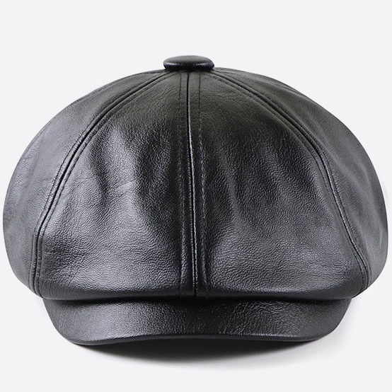 PU Leather Cap  Beret Golf Cap Mens Vintage Newsboy Peaked Hats - Image 2