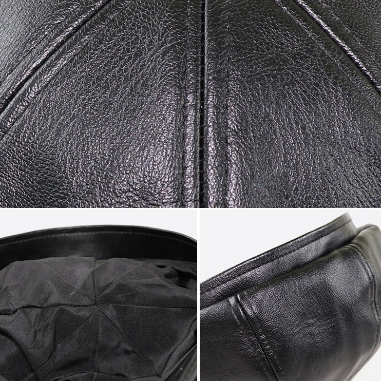 PU Leather Cap  Beret Golf Cap Mens Vintage Newsboy Peaked Hats - Image 7