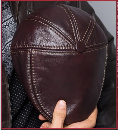 Cowhide Genuine Leather Men Berets Cap Hat  High Quality Fashion Men's Real Leather Adult Hats - Image 6