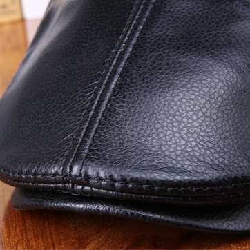 Real Cowhide Leather Cap Ear Protection Leisure Beret Forward Cap Hat for Winter - Image 14