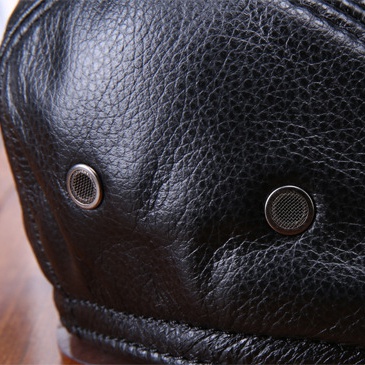 Real Cowhide Leather Cap Ear Protection Leisure Beret Forward Cap Hat for Winter - Image 15