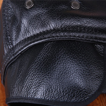 Real Cowhide Leather Cap Ear Protection Leisure Beret Forward Cap Hat for Winter - Image 16
