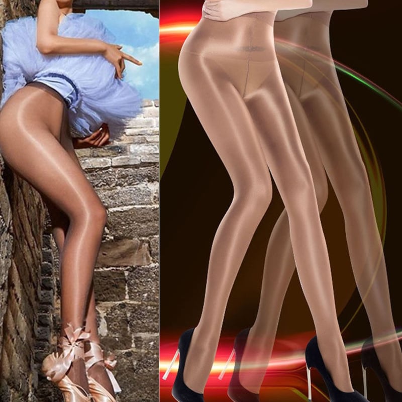 Women Sexy Fashion Sheer Stretch Tights Shiny Glossy Shaping Stockings 70D Oil Pantyhose - Image 2