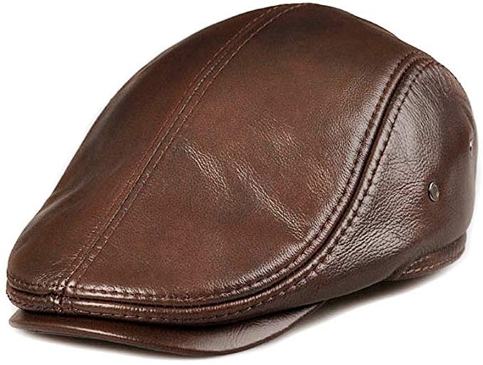Men's Real Leather Cowhide Leather Beret Hunting Cap Beanie Trucker Leather Cap Mens Sports Hat - Image 7