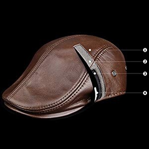 Men's Real Leather Cowhide Leather Beret Hunting Cap Beanie Trucker Leather Cap Mens Sports Hat - Image 8