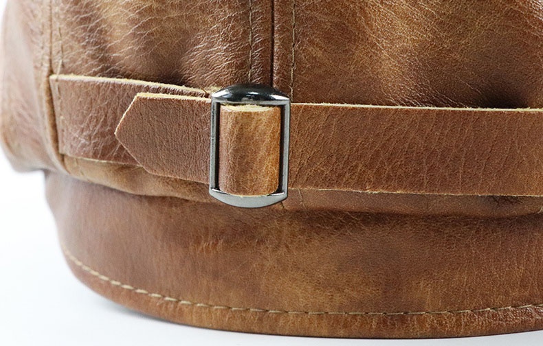 Men's Leather Leather Beret Hunting Cap Beanie Trucker Leather Cap Mens Sports Hat - Image 7