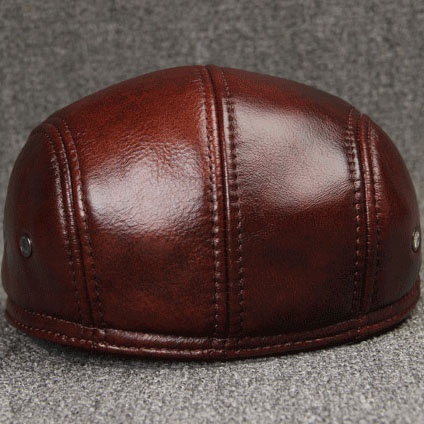 Men's Real Cowhide Leather Cap Winter Hat Thicker Warm Leather Berets Ivy Cabbie Cap Leather Ear Flaps Cap Hunting Cap - Image 7