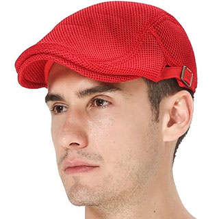 Men Mesh Flat Cap Adjustable Breathable Summer Newsboy Hat Beret Cabbie Ivy Hat Gatsby Newsboy Hat for Driving Hunting(One Size)