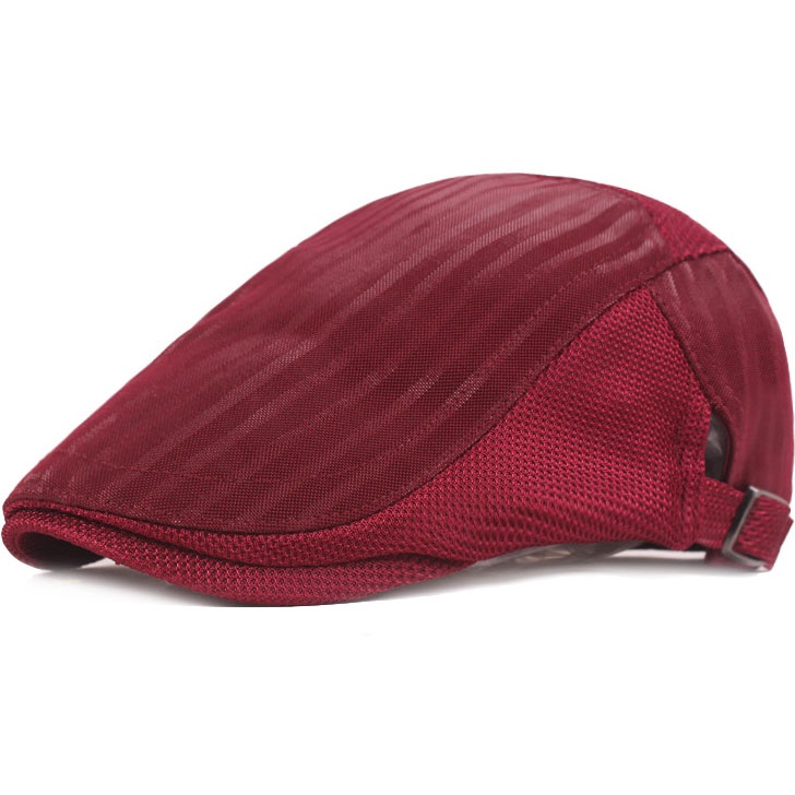 Men Striped Mesh Flat Cap Adjustable Breathable Summer Newsboy Hat Beret Cabbie Ivy Hat Gatsby Newsboy Hat for Driving Hunting Cap - Image 2