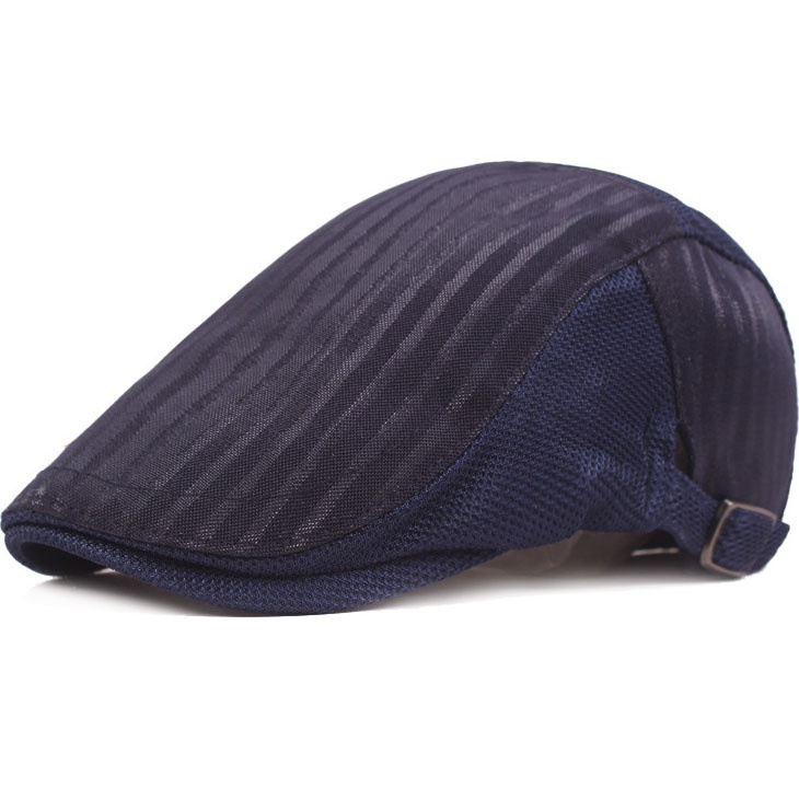 Men Striped Mesh Flat Cap Adjustable Breathable Summer Newsboy Hat Beret Cabbie Ivy Hat Gatsby Newsboy Hat for Driving Hunting Cap - Image 4