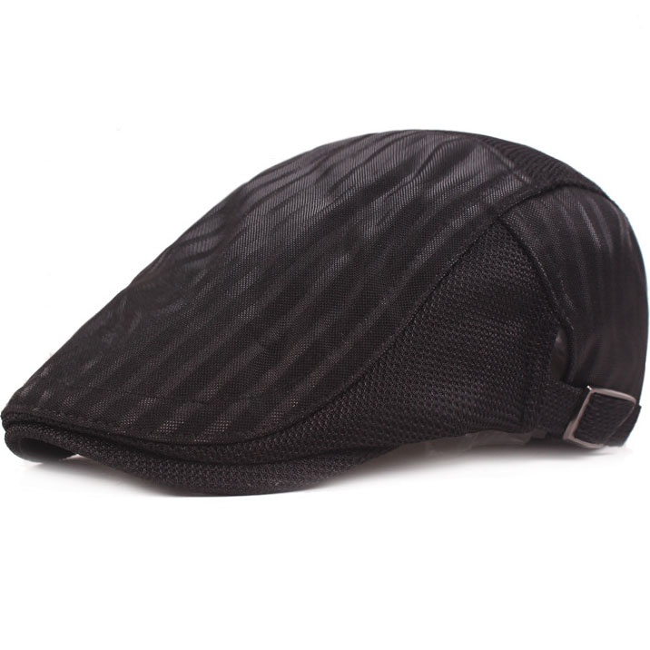 Men Striped Mesh Flat Cap Adjustable Breathable Summer Newsboy Hat Beret Cabbie Ivy Hat Gatsby Newsboy Hat for Driving Hunting Cap - Image 6