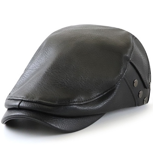 Mens Sports Leather Cap Beret Hunting Hat Beanie Trucker Leather Cap - Image 2