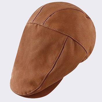 Men's Leather Beret Hunting Cap Sports Hat Beanie Trucker Leather Cap - Image 4