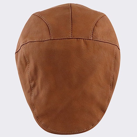 Men's Leather Beret Hunting Cap Sports Hat Beanie Trucker Leather Cap - Image 5