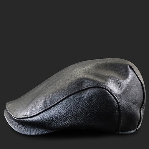 Men's Leather Beret Hunting Cap Trucker Leather Cap Mens Sports Hat - Image 5