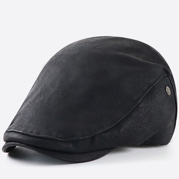 Men's Leather Sports Hat Leather Beret Hunting Cap Beanie Trucker Leather Cap Mens - Image 2