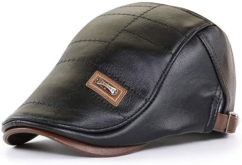 Men Adjustable PU Leather Ivy Cap Newsboy Hat Fishing Hat for Men - Image 2